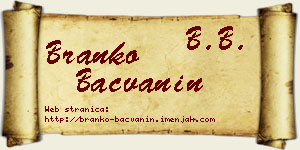 Branko Bačvanin vizit kartica